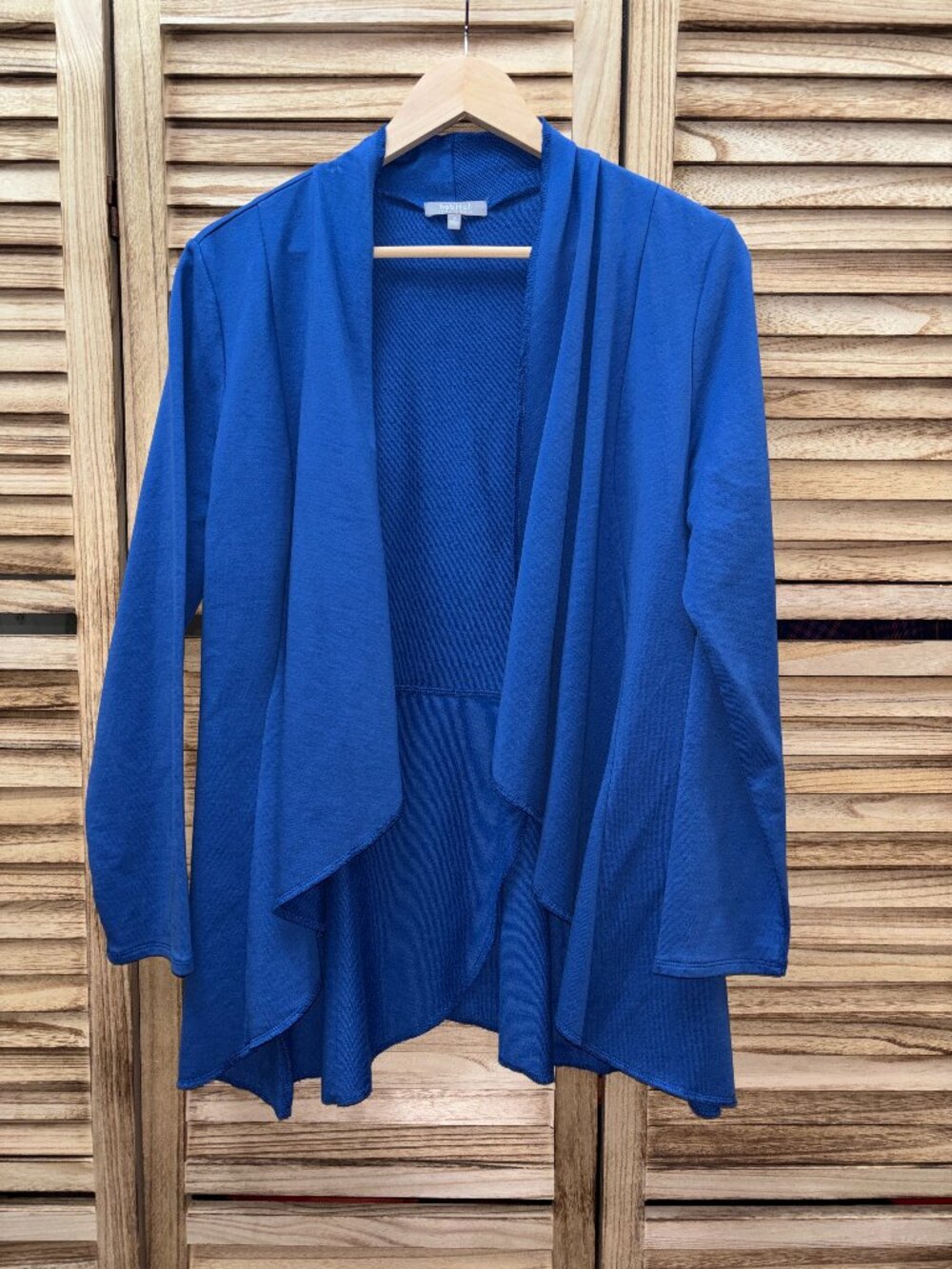 Habitat NWT Slate Blue Textured Drape Front Asymmetric Cardigan Jacket Small
